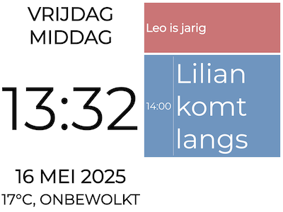 Kalenderklok dagoverzicht