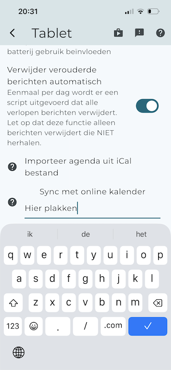 Locatie waar je de link moet plakken