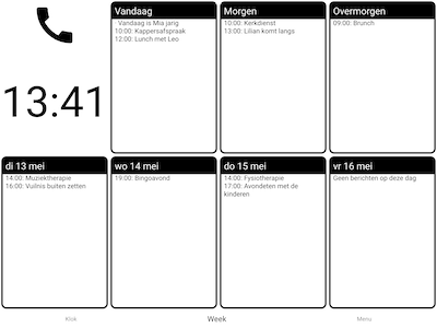 Kalenderklok weekoverzicht