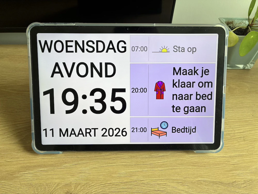 Kalenderklok die de tijd en een agenda laat zien.